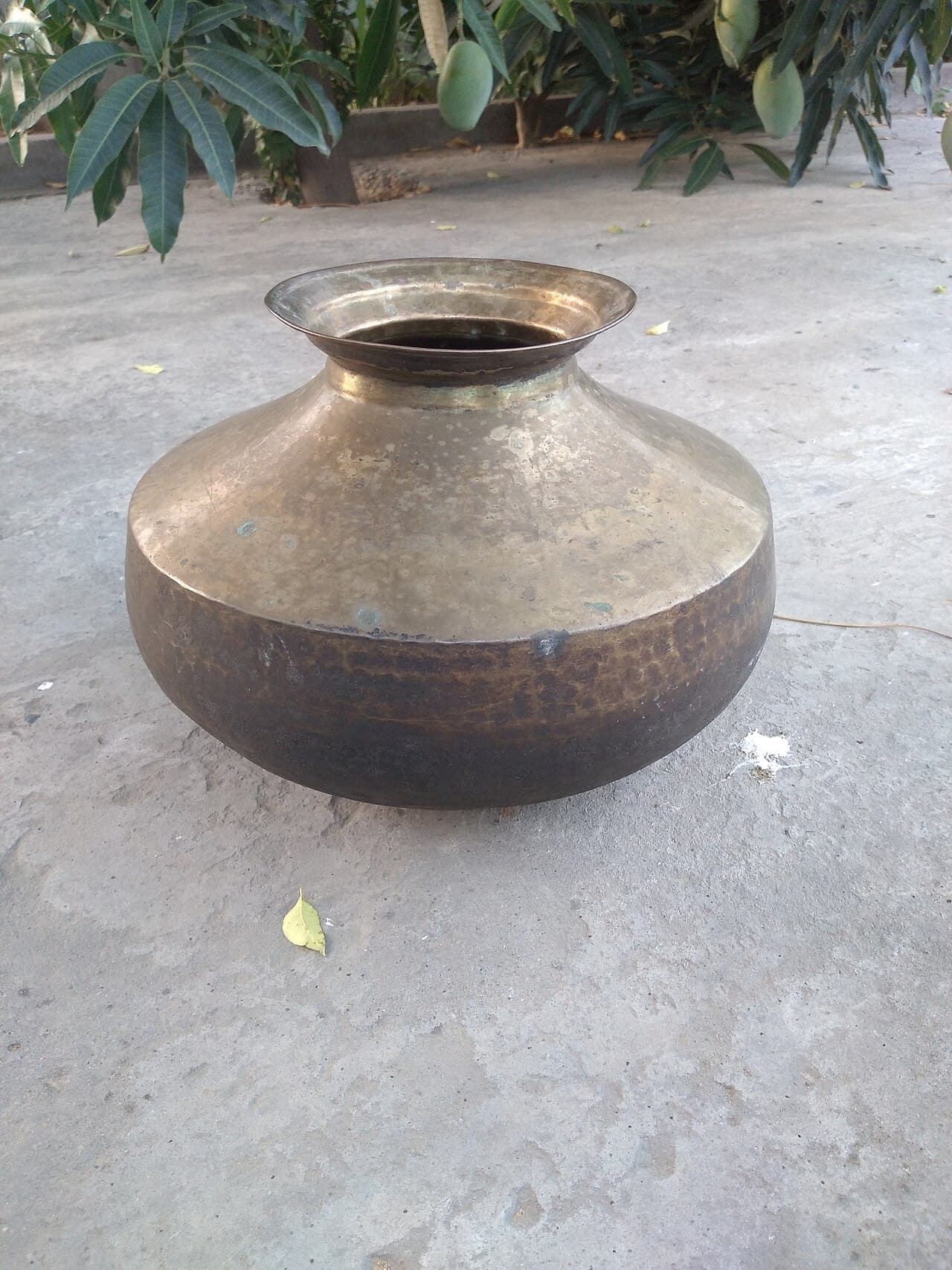Hand-Hammered Brass Fluted Planter